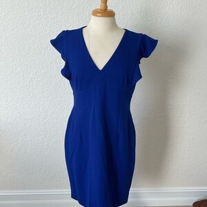 Elegant Blue Women's Ruffle Sleeve Dress DNKY 14